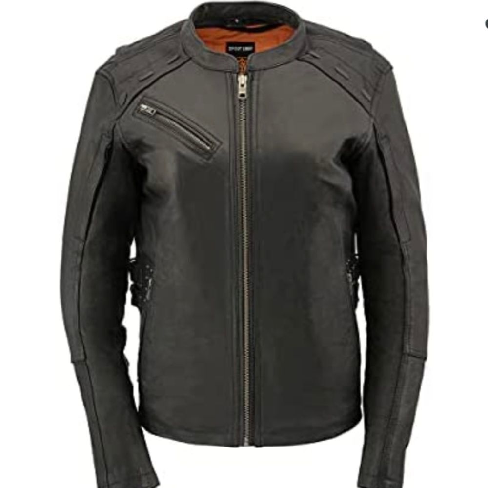 Milwaukee Leather Ladies Fringed Black Leather Racer Jacket - Picture 6 of 7